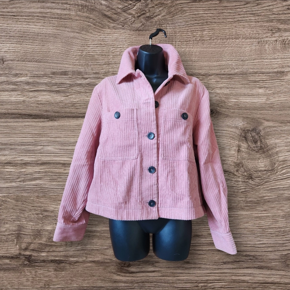 Zara Mauve Or Blush Cropped Corduroy Overshirt - Size S - Picture 2 of 7
